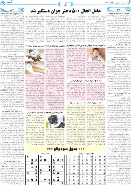 صفحه گوناگون روزنامه نسیم شماره 862